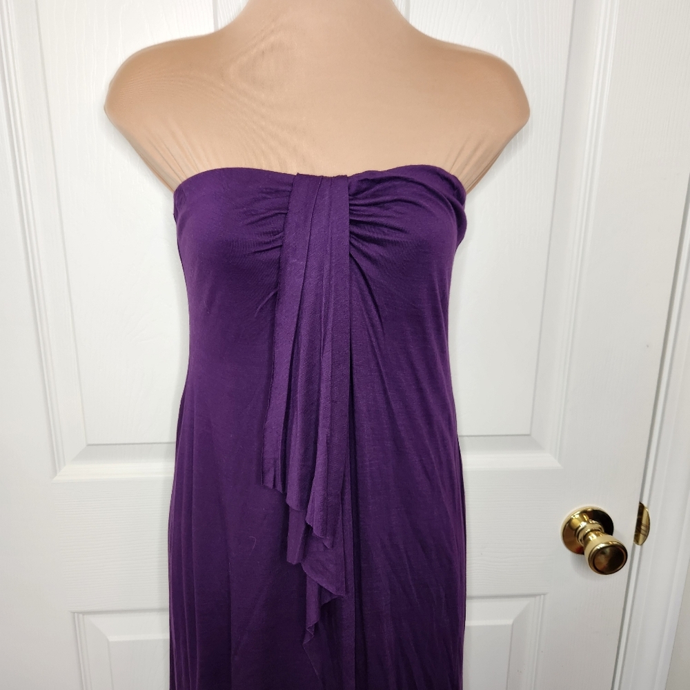 Velvet By Graham & Spencer Purple Strapless Maxi Dress Wedding Lightweight Small - Picture 2 of 12